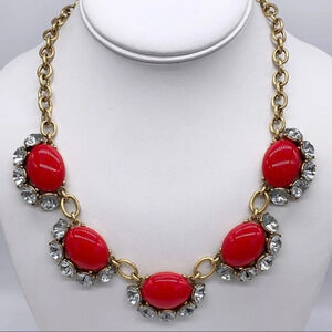 Stella & Dot Mae Red Cabachon & Crystal Necklace
